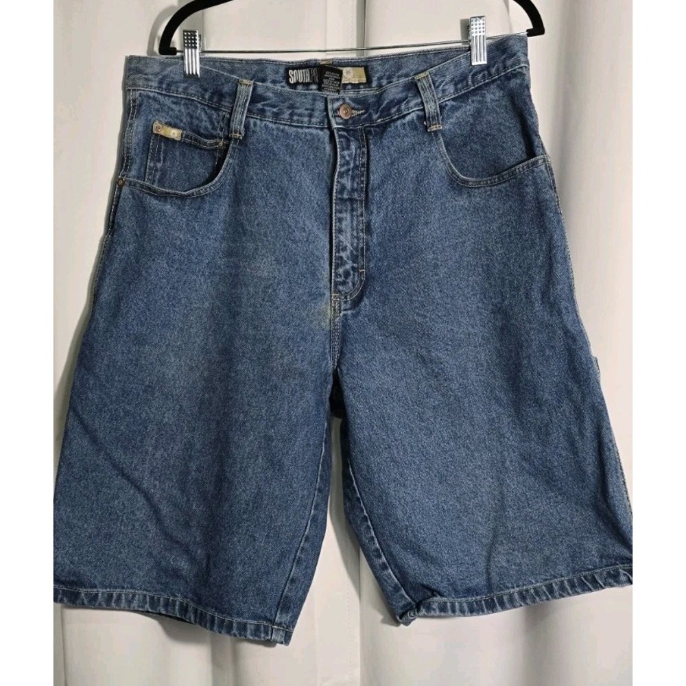 Vtg Southpole Shorts Mens 36  Blue Jorts Denim Embroidered Baggy‎ Hip Hop Flawed